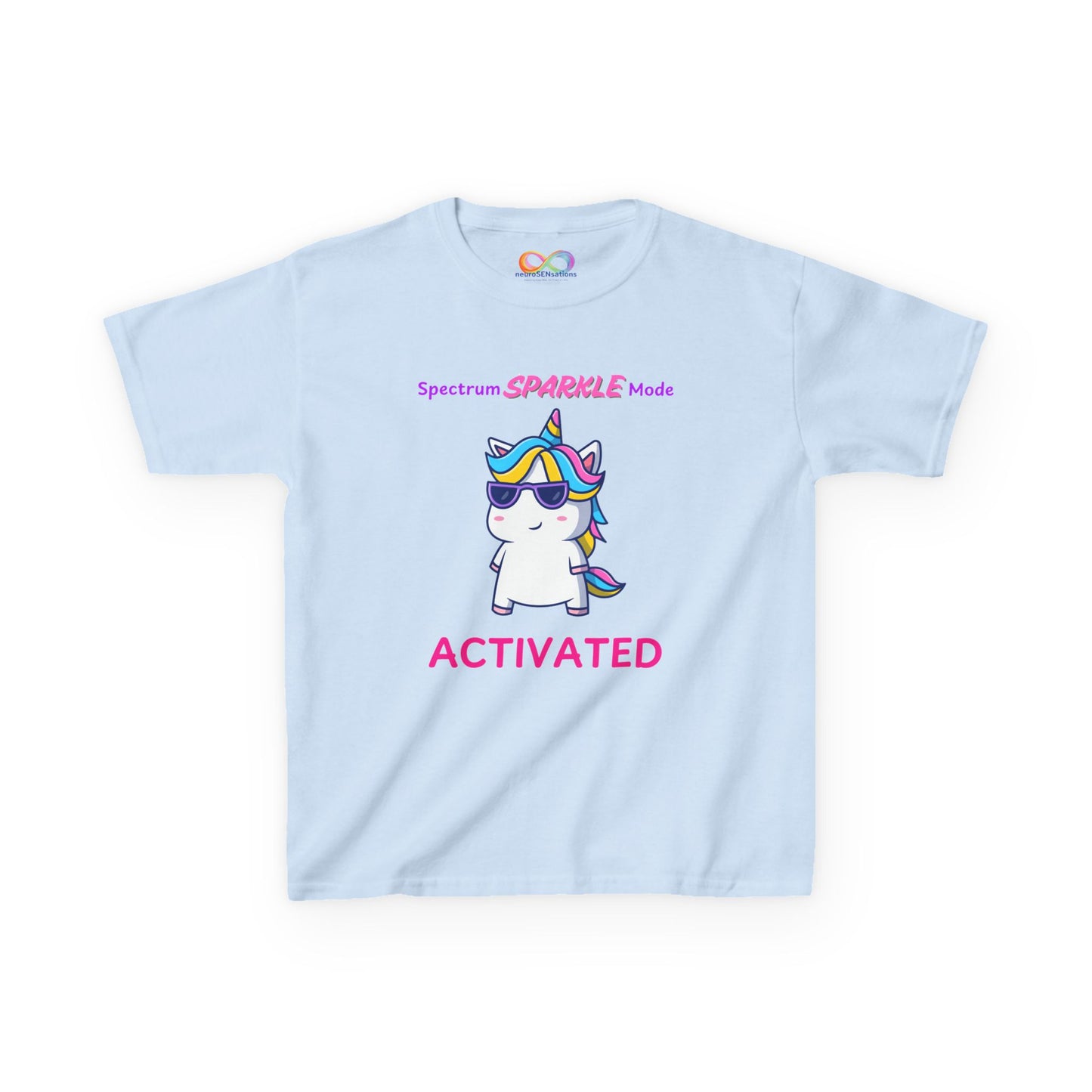 Unicorn Sparkle Mode Kids Tee – Colourful Cotton T-Shirt for Neurodivergent Joy