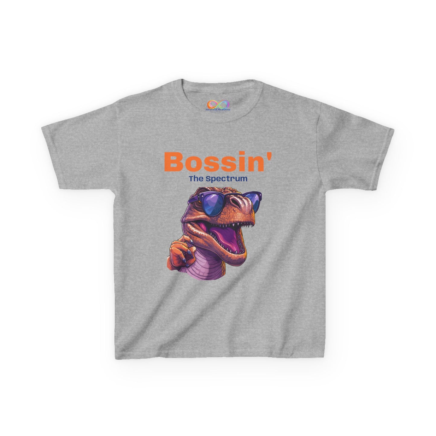 Dinosaur Boss Tee – Colourful Kids Cotton Shirt