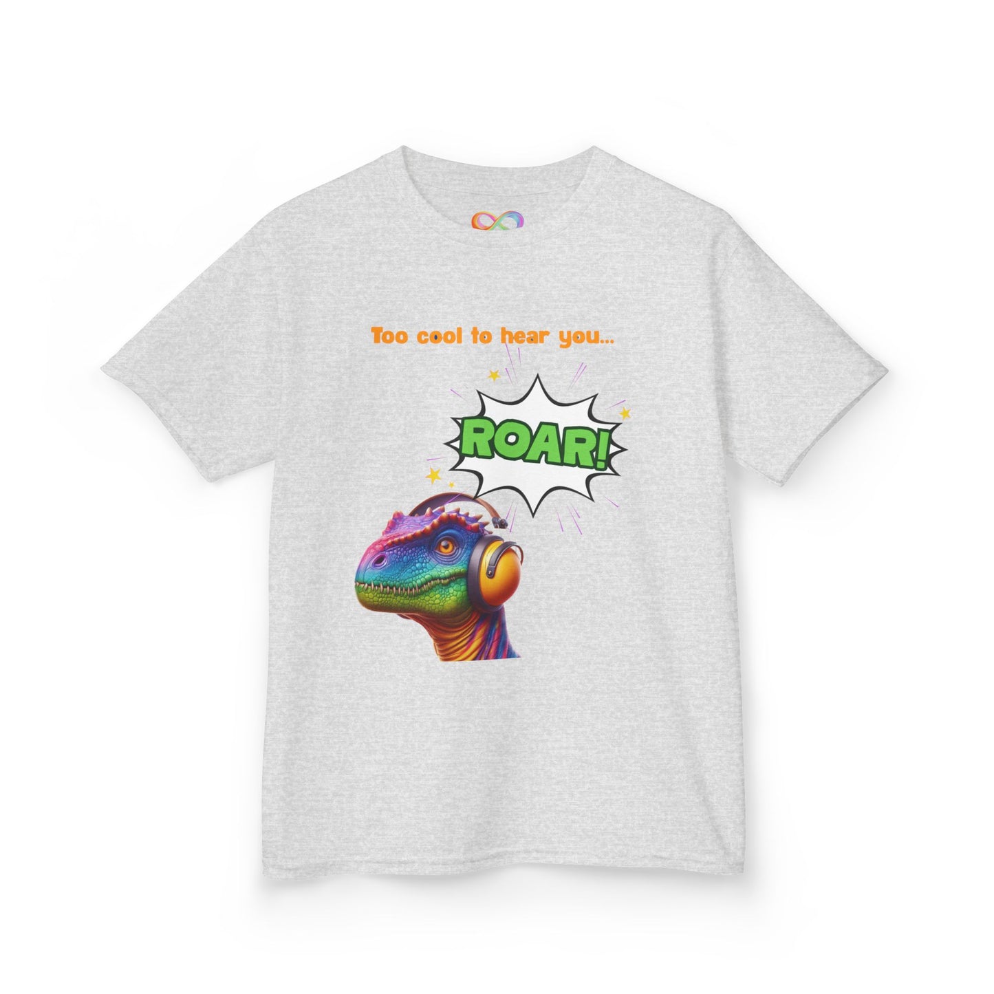 Dino Ear Defender Kids Tee – Sensory-Friendly Cotton T-Shirt for Expressive Style