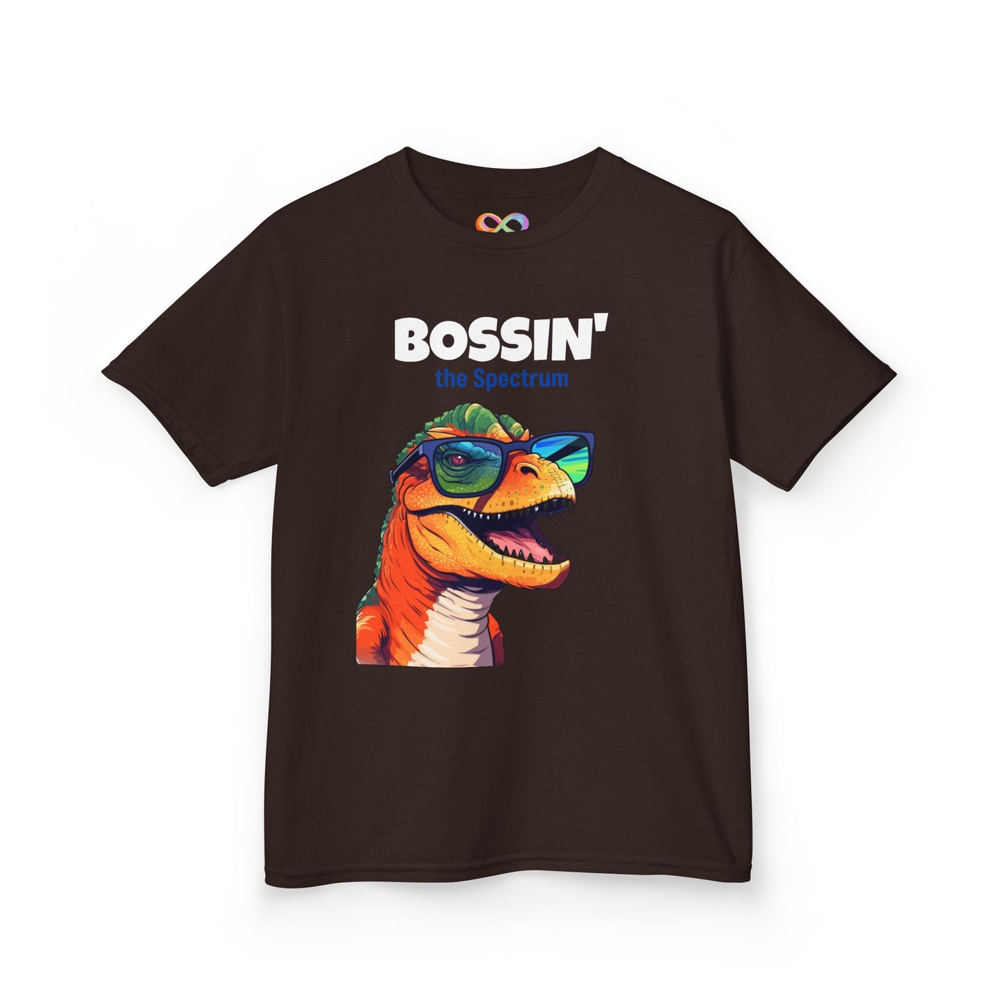 Dino Boss Kids Tee – Colourful Cotton T-Shirt for Neurodivergent Joy