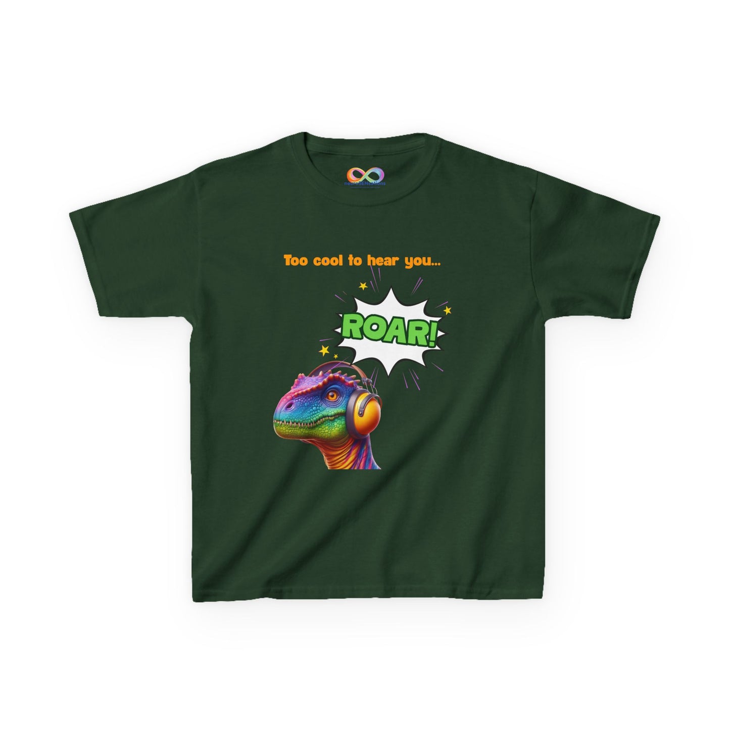 Dino Ear Defender Kids Tee – Sensory-Friendly Cotton T-Shirt for Expressive Style