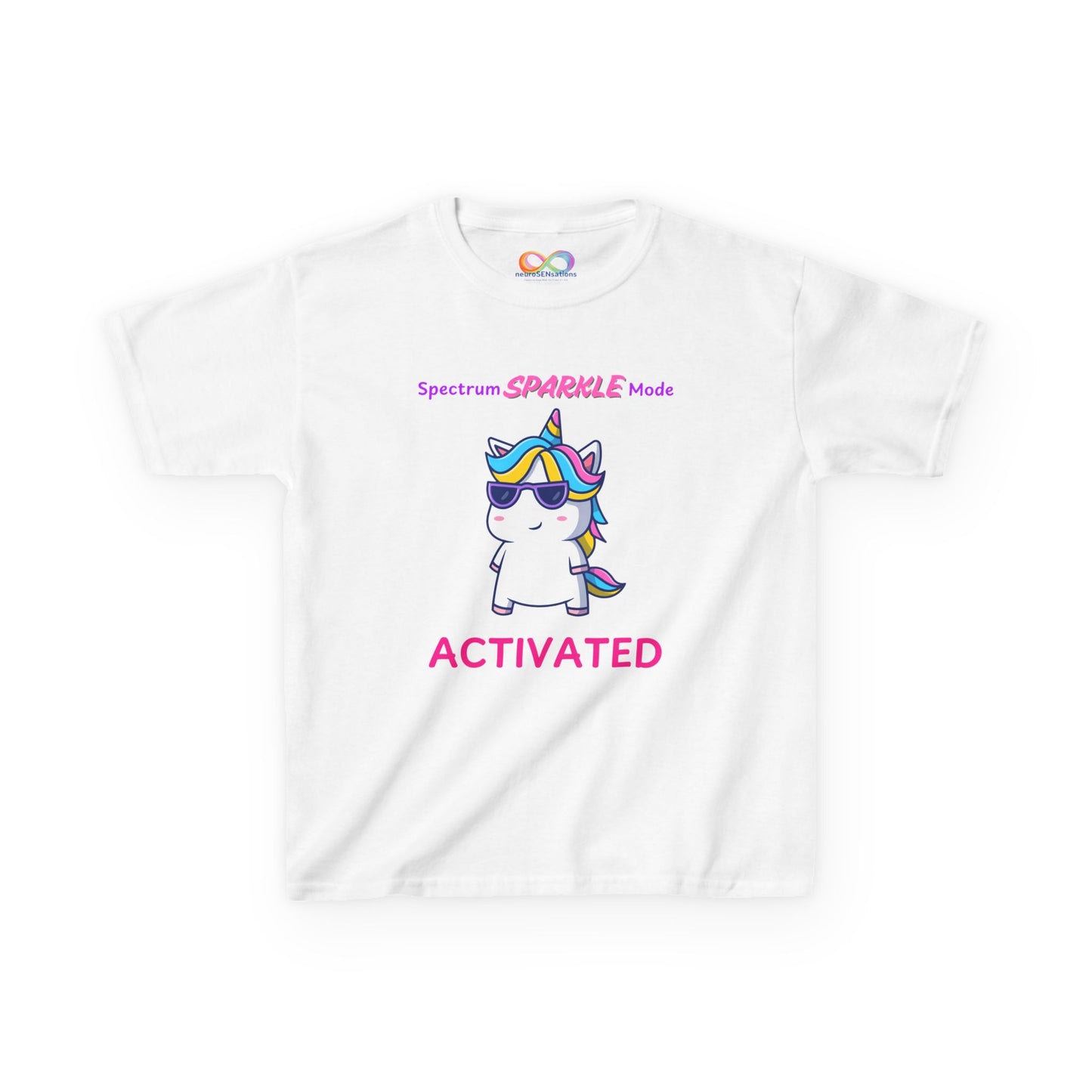 Unicorn Sparkle Mode Kids Tee – Colourful Cotton T-Shirt for Neurodivergent Joy