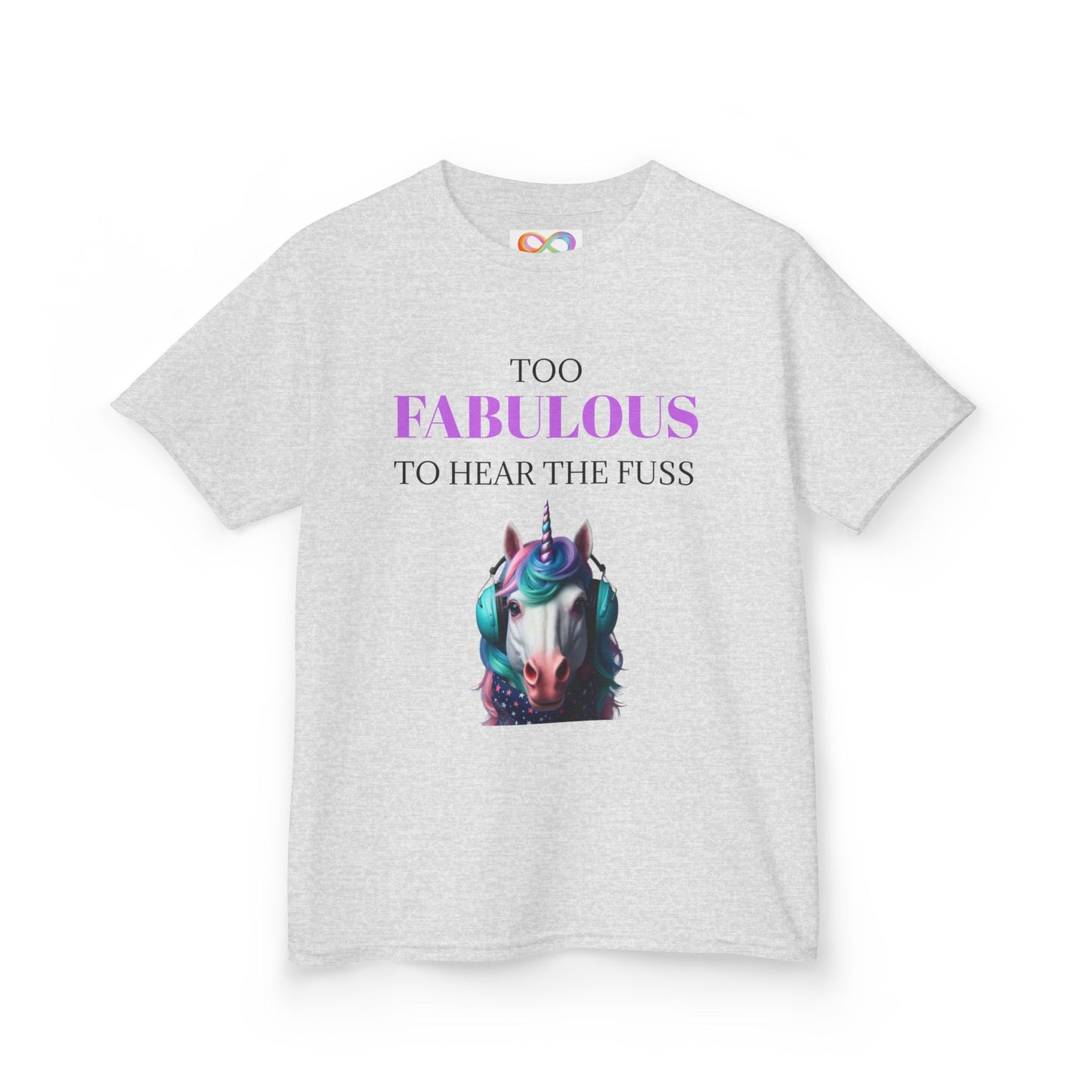 Girls Unicorn Ear Defender Tee – Colourful Cotton T-Shirt for Neurodivergent Joy