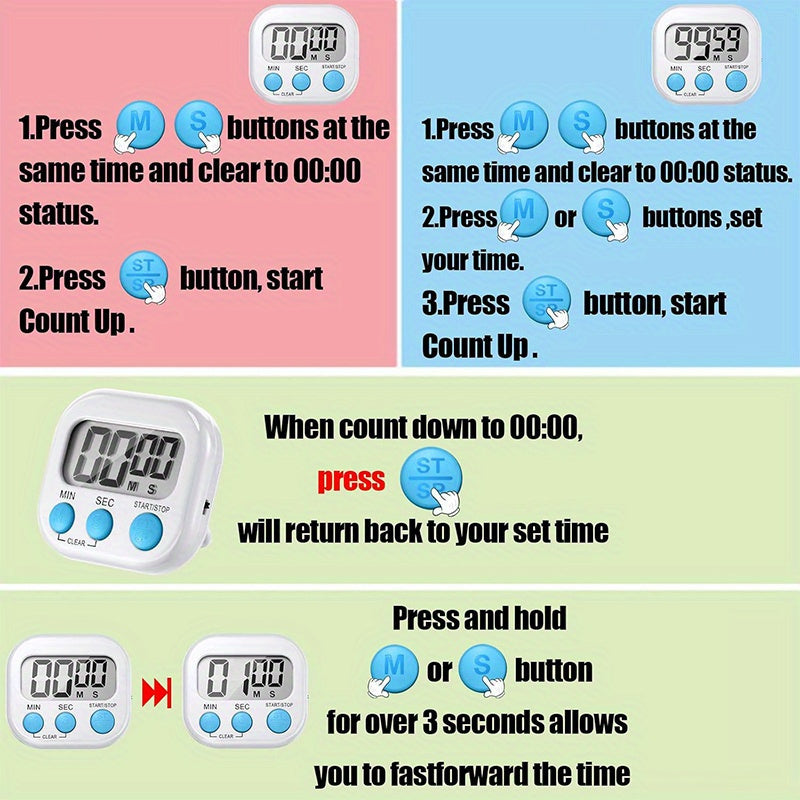 1/2pcs Digital Timer- Battery Not Included
