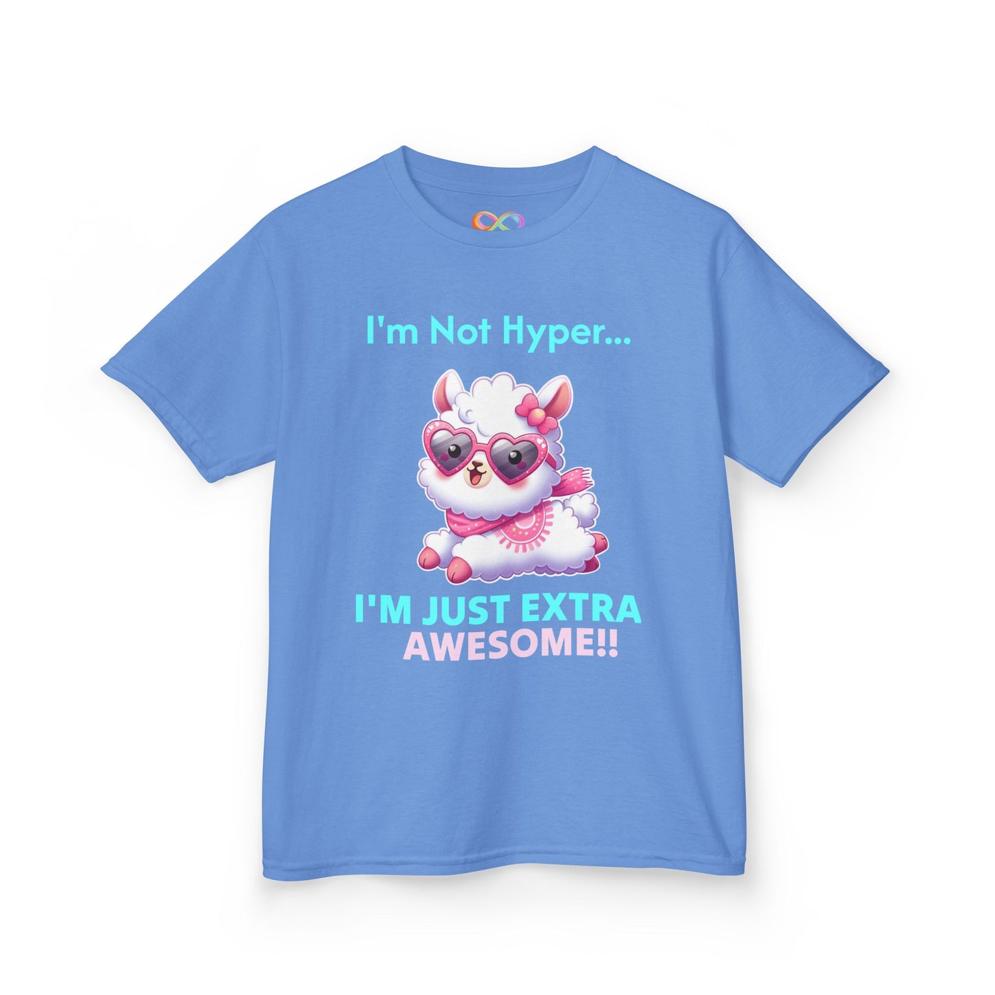 Girls Llama Tee – Colourful Cotton T-Shirt Celebrating Neurodivergent Energy & Style