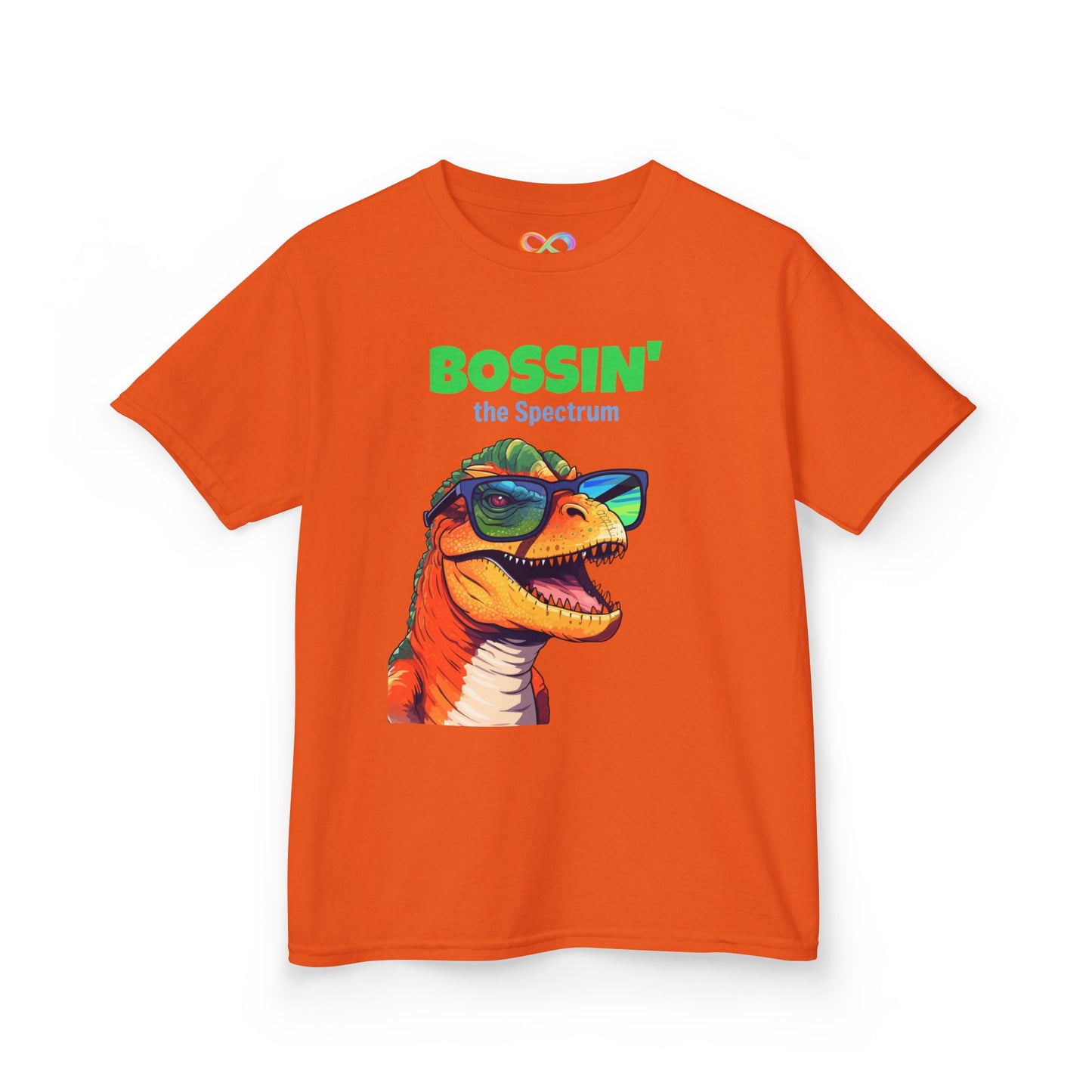 Dino Boss Kids Tee – Colourful Cotton T-Shirt for Neurodivergent Joy