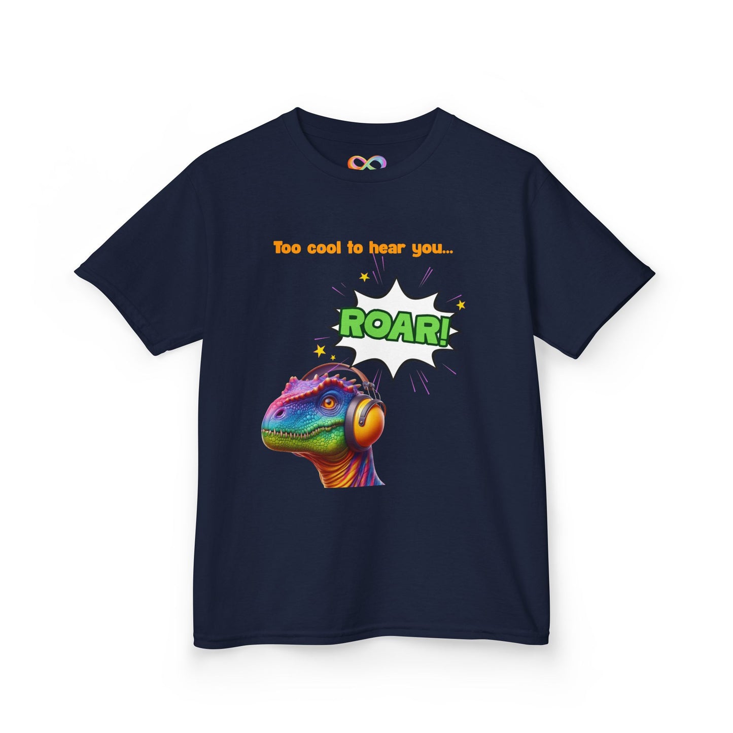 Dino Ear Defender Kids Tee – Sensory-Friendly Cotton T-Shirt for Expressive Style
