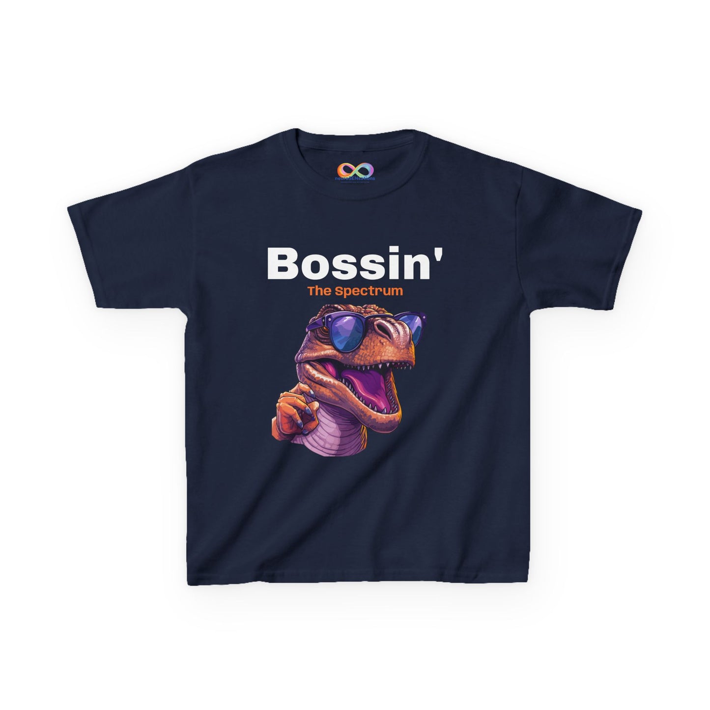 Dinosaur Boss Tee – Colourful Kids Cotton Shirt