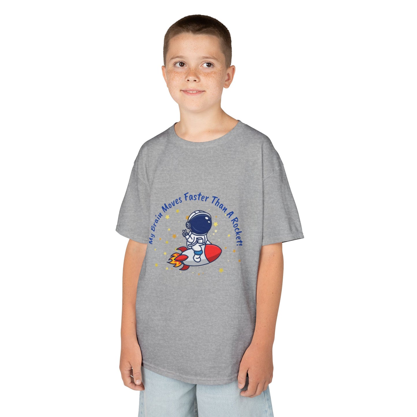 Astronaut Kids Tee – Colourful Cotton T-Shirt for Neurodivergent Joy & Fast-Moving Minds