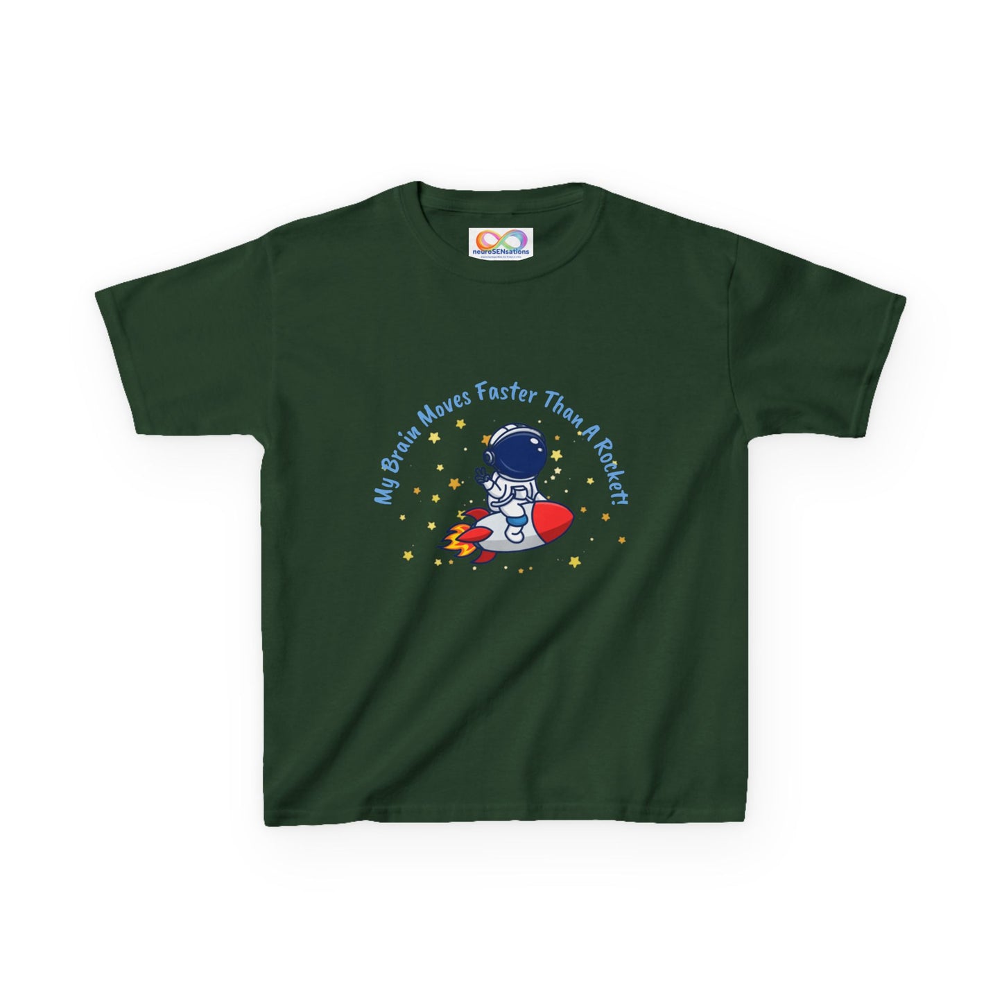 Astronaut Kids Tee – Colourful Cotton T-Shirt for Neurodivergent Joy & Fast-Moving Minds