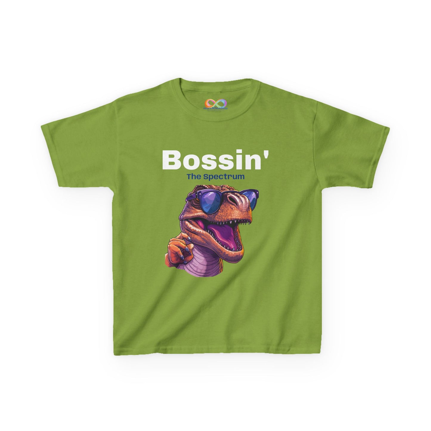 Dinosaur Boss Tee – Colourful Kids Cotton Shirt