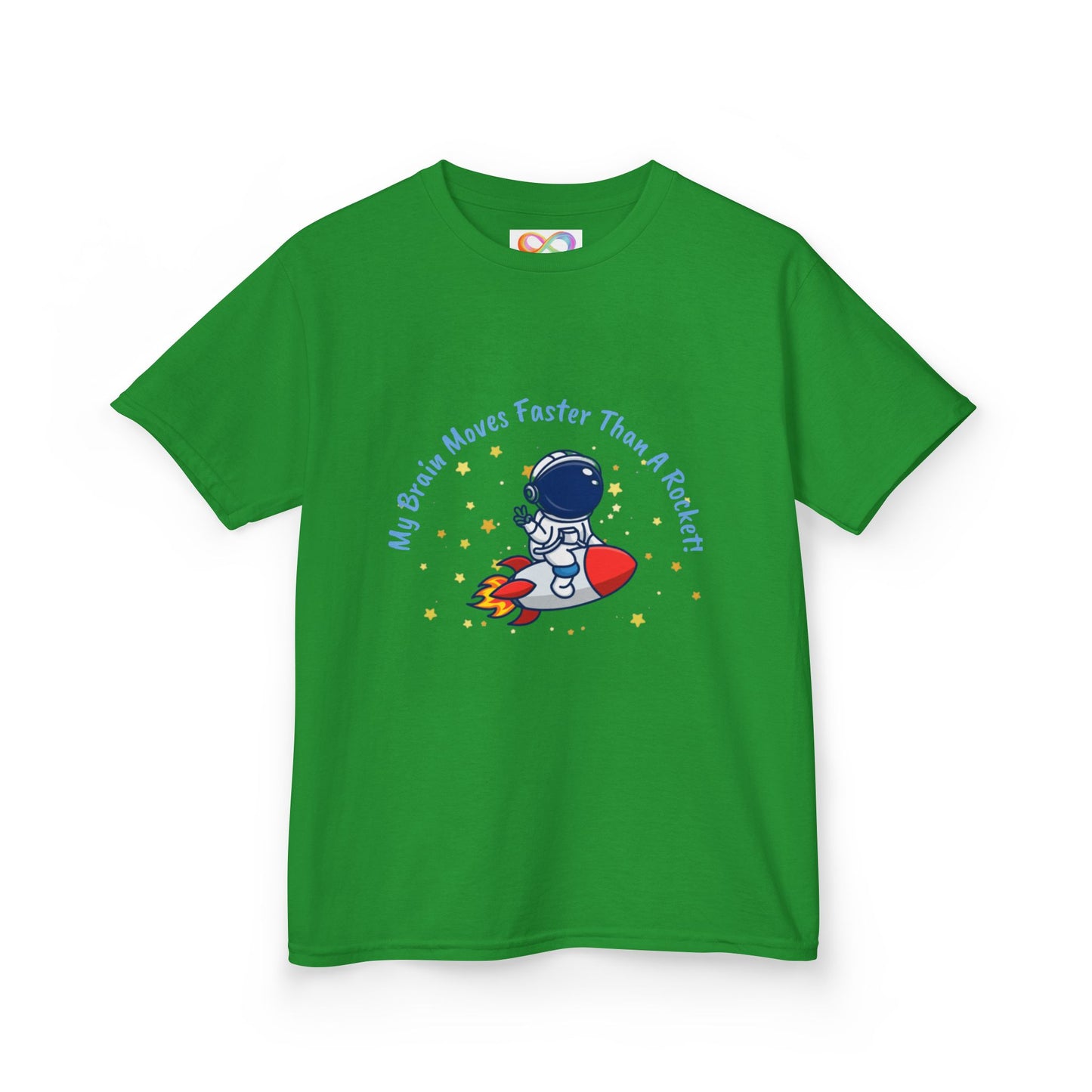Astronaut Kids Tee – Colourful Cotton T-Shirt for Neurodivergent Joy & Fast-Moving Minds