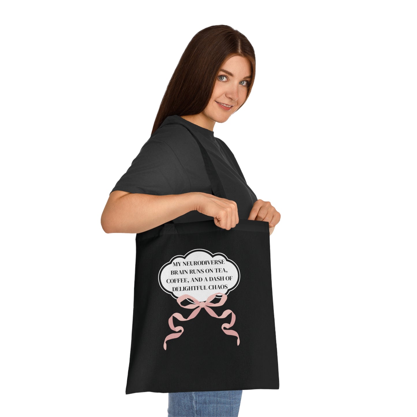 Coffee Lover Tote – Cotton Shoulder Bag Celebrating Neurodivergent Joy