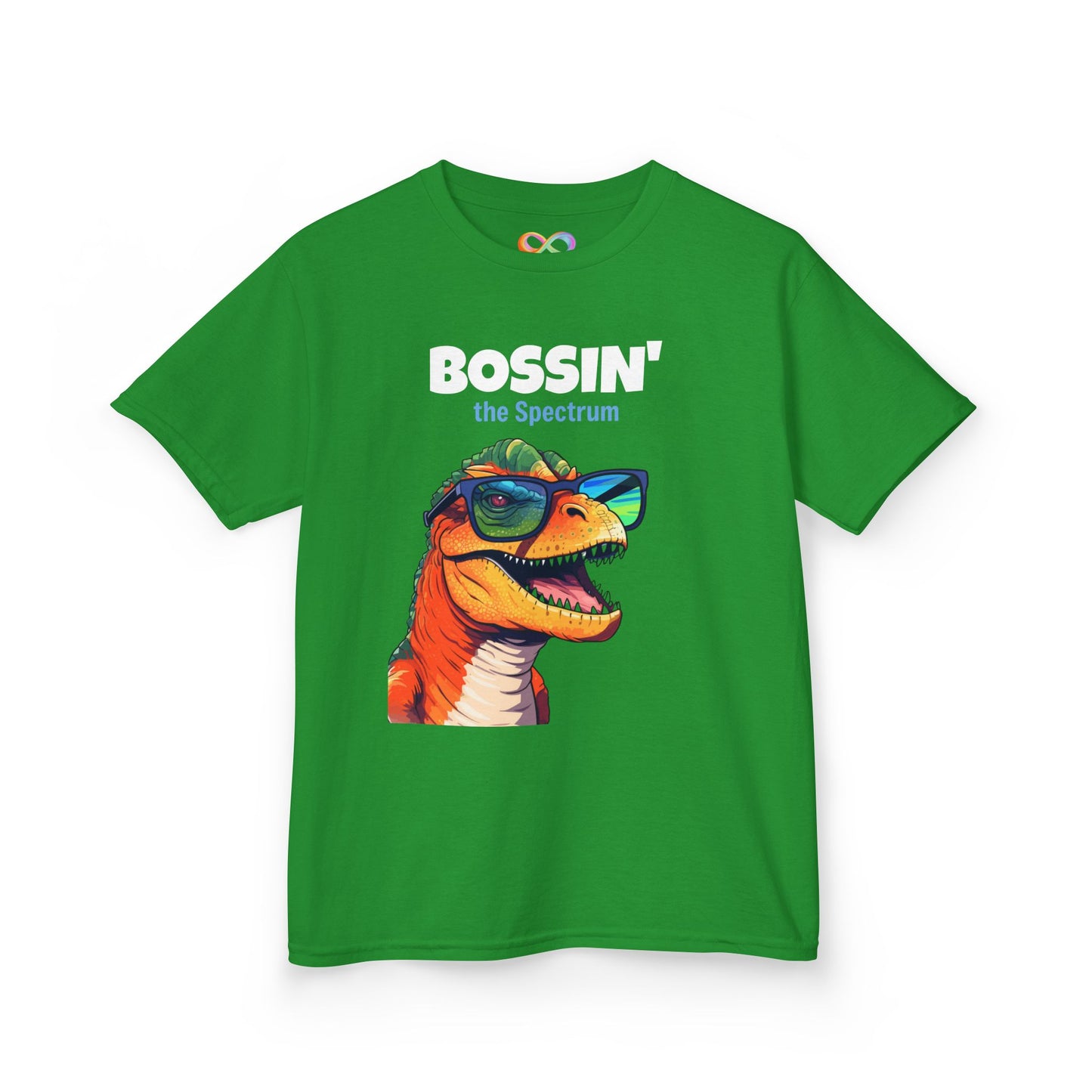 Dino Boss Kids Tee – Colourful Cotton T-Shirt for Neurodivergent Joy