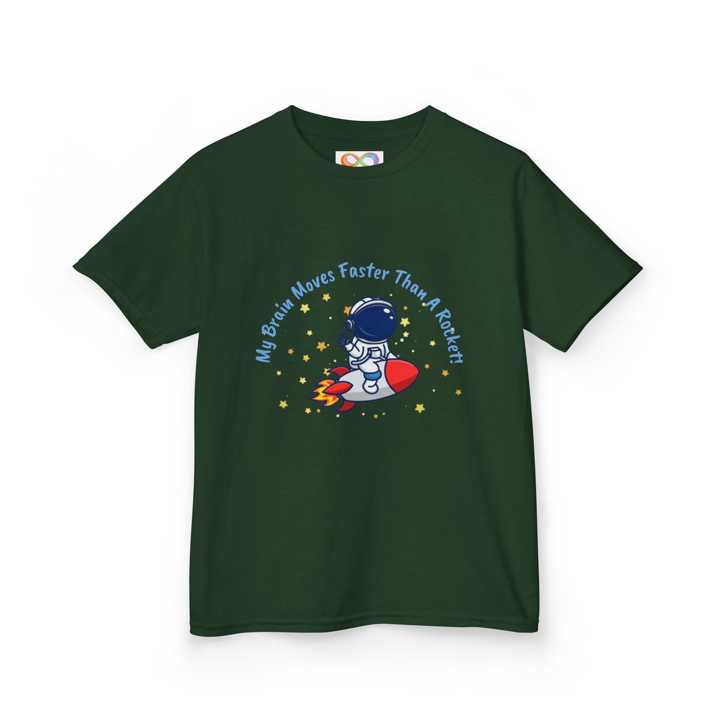 Astronaut Kids Tee – Colourful Cotton T-Shirt for Neurodivergent Joy & Fast-Moving Minds
