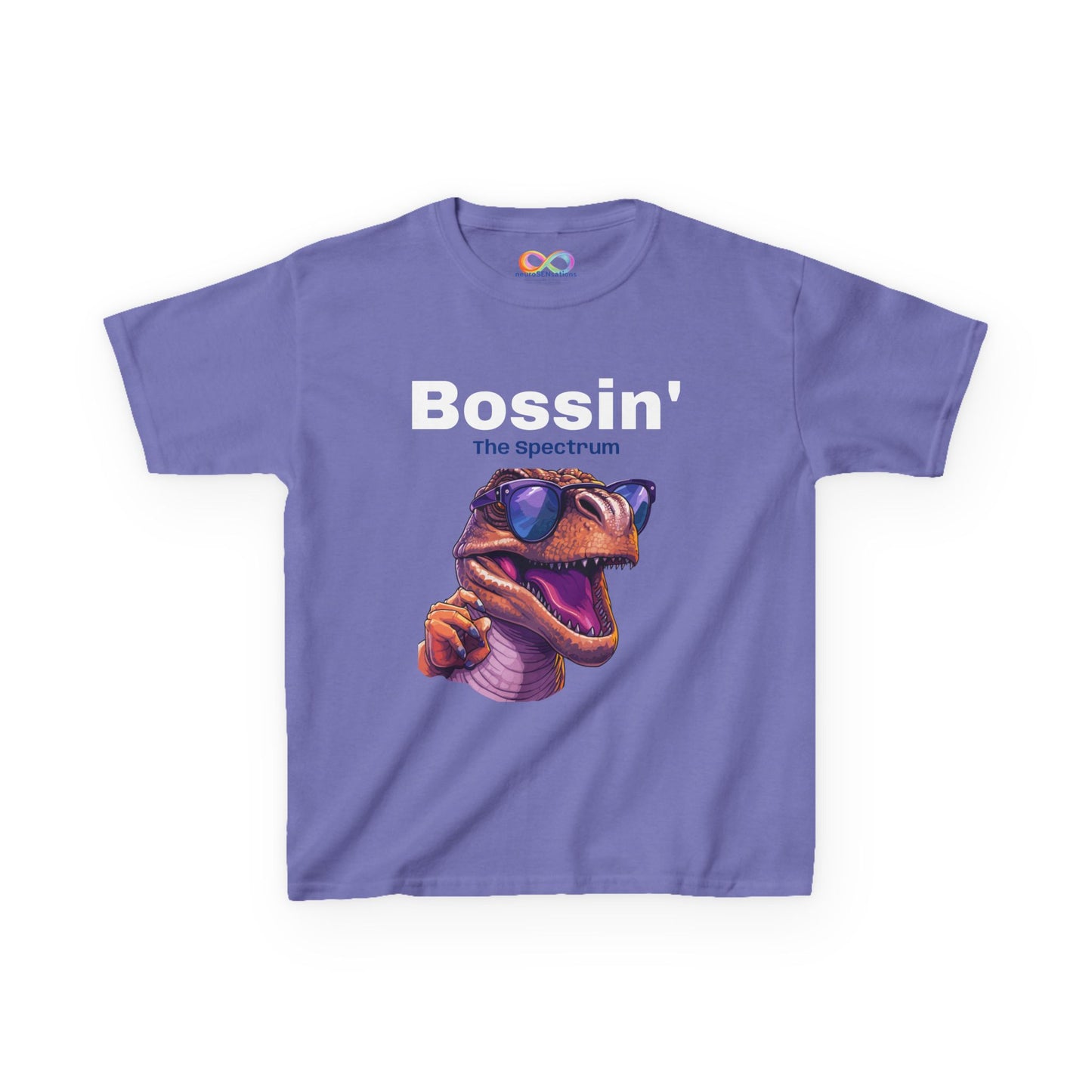 Dinosaur Boss Tee – Colourful Kids Cotton Shirt