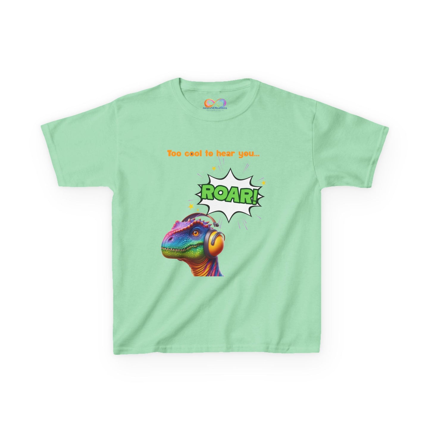 Dino Ear Defender Kids Tee – Sensory-Friendly Cotton T-Shirt for Expressive Style