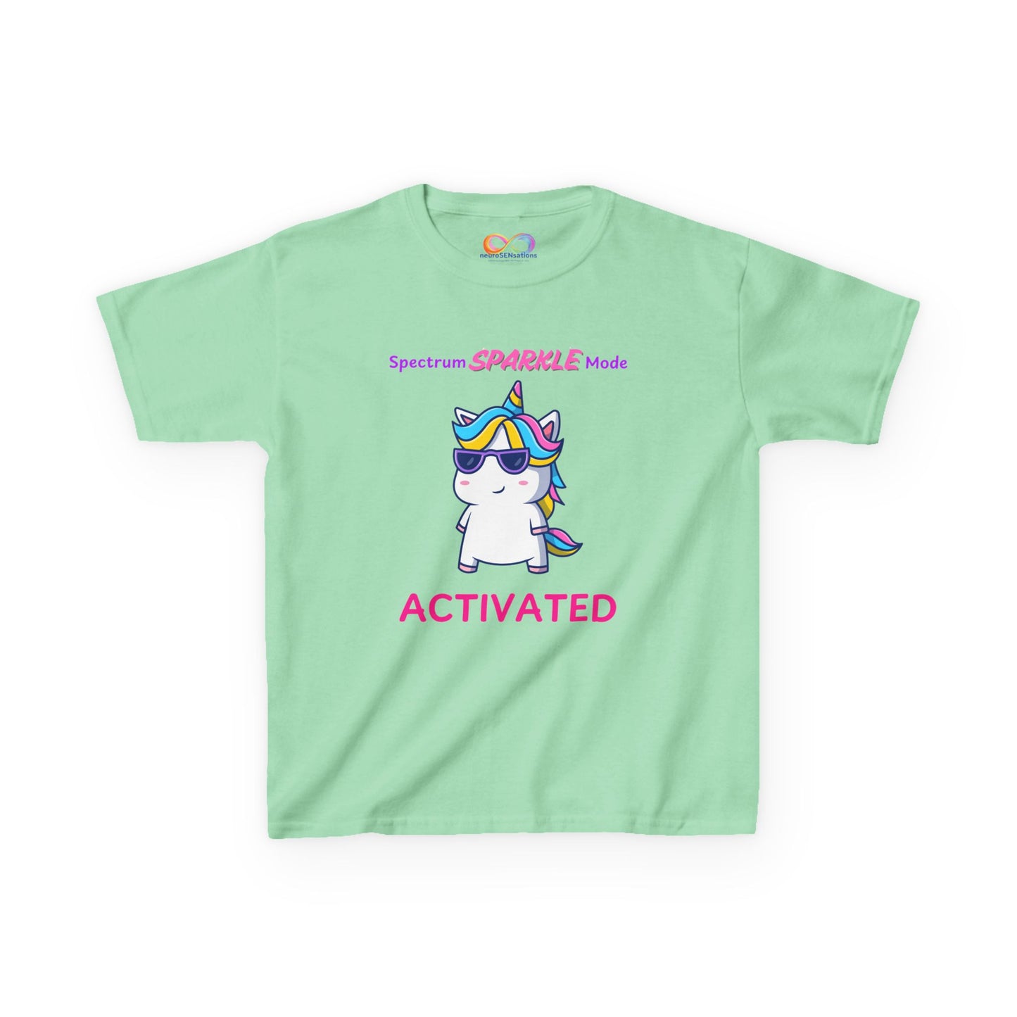 Unicorn Sparkle Mode Kids Tee – Colourful Cotton T-Shirt for Neurodivergent Joy