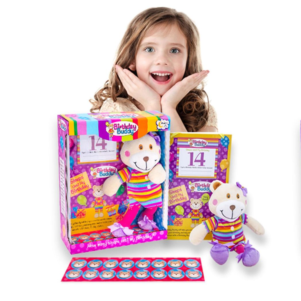 Birthday Buddy Count Down Bear – Sensory-Friendly Celebration Companion (Girl)