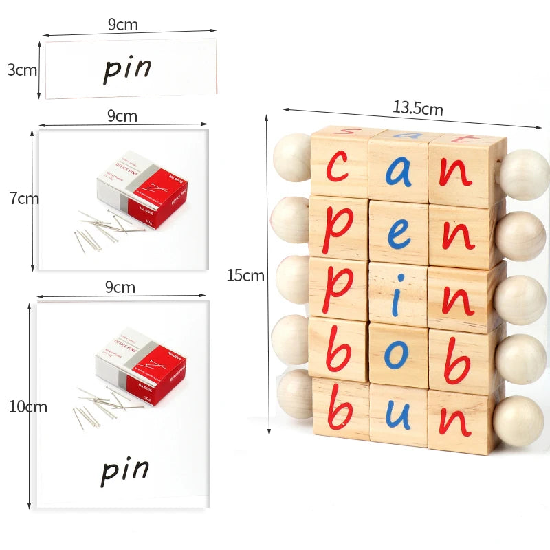 Montessori Rotating Spelling Cubes – Early Literacy Toy Ages 3–6 | Brozebra