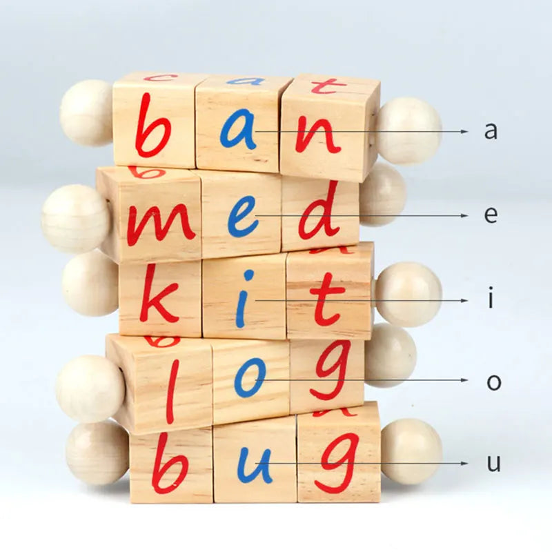 Montessori Rotating Spelling Cubes – Early Literacy Toy Ages 3–6 | Brozebra