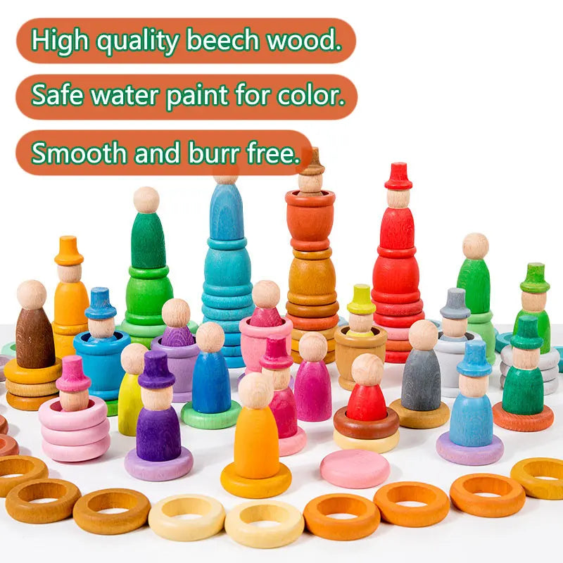 Four Seasons Building People Stackable Game – Wooden Coordination Puzzle for Ages 3–6 | Brozebra
