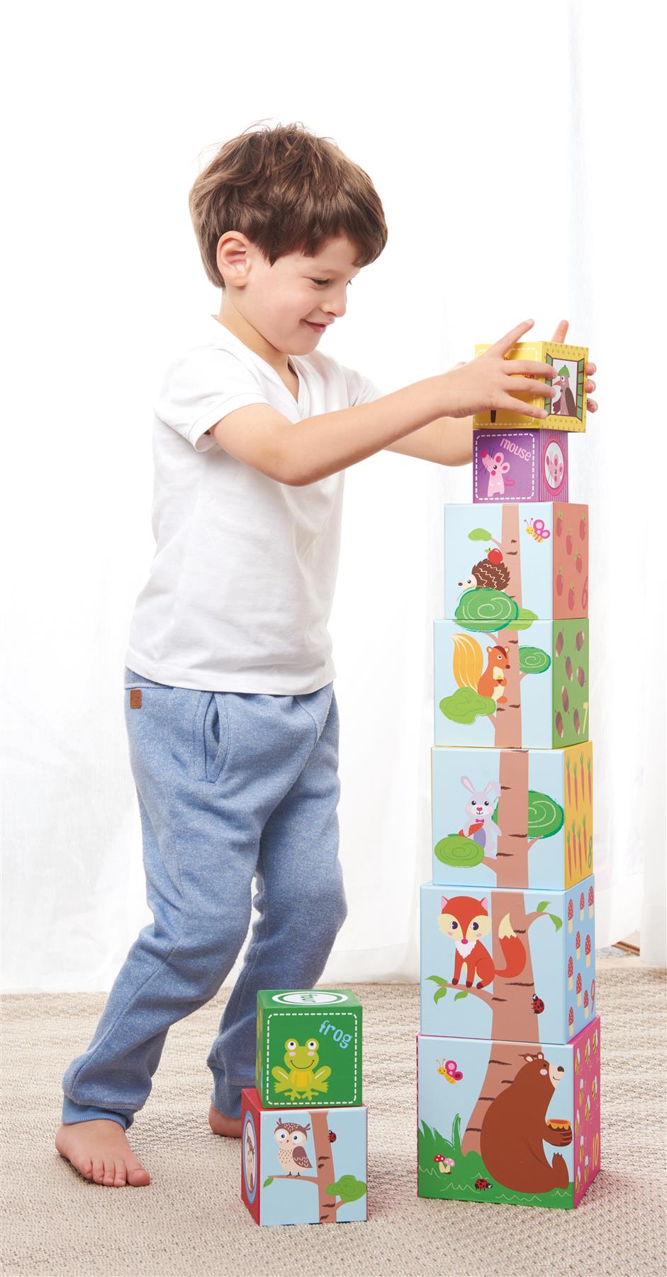 LELIN Forest Animal Stacking Cubes – Sensory-Friendly Educational Toy