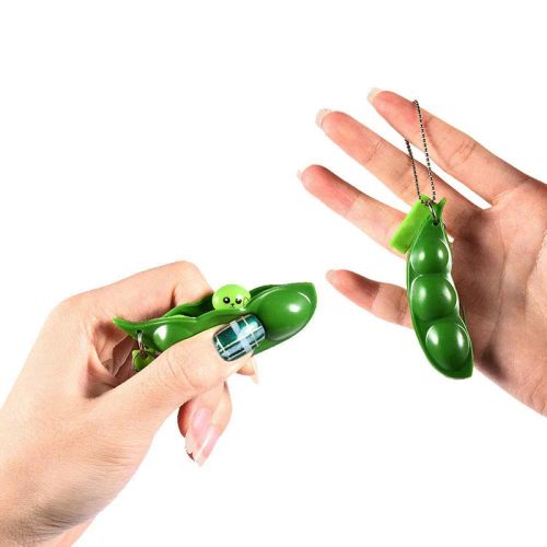 MEADE Peapod fidget keychain showing soft silicone peas designed for tactile stress relief.