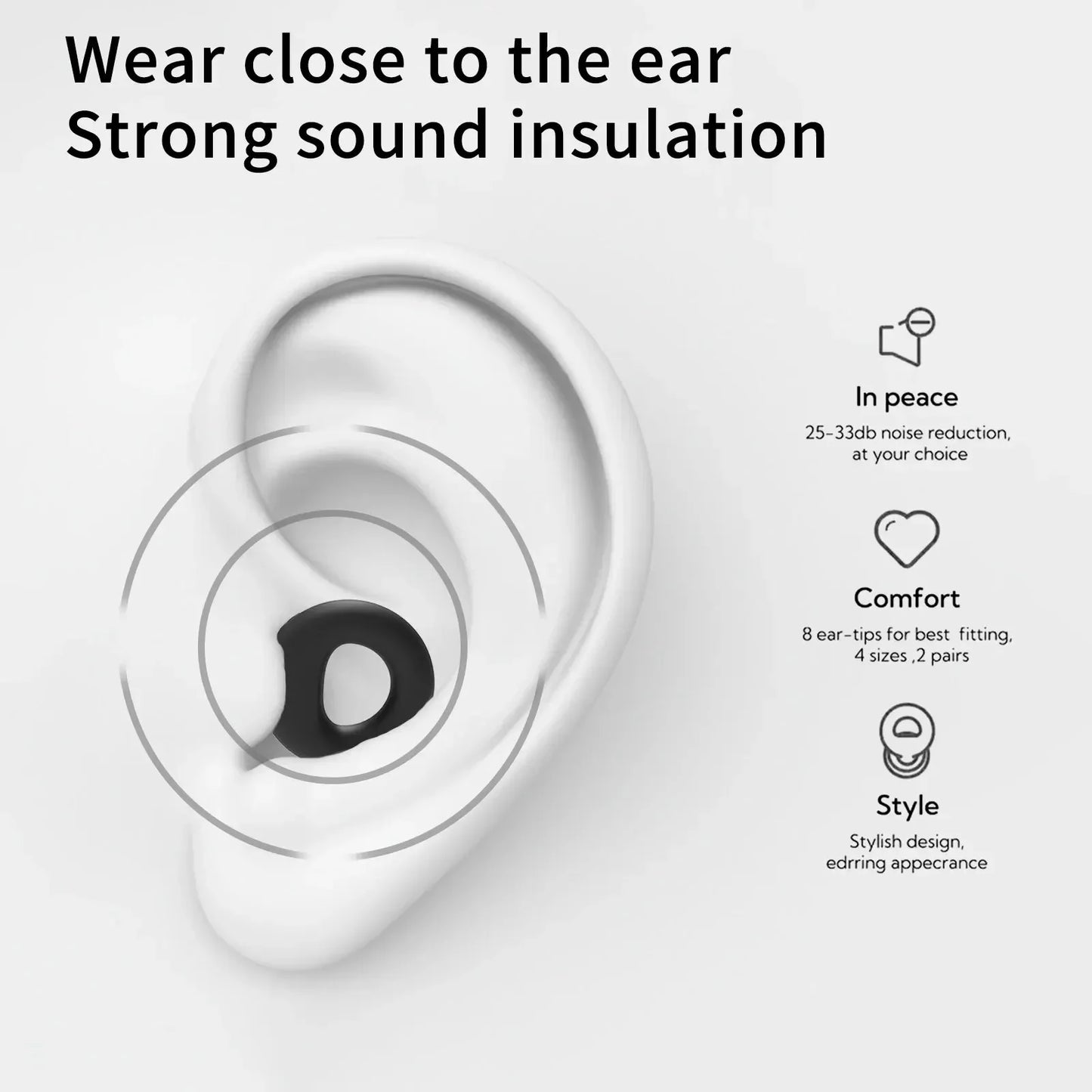 HUAK Silicone Ear Plugs High-Fidelity Noise Reduction for Neurodivergent Teens & Adults