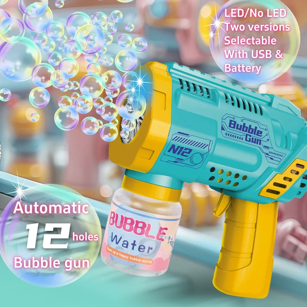 Automatic Bubble Machine Gun Toy With LED Flashlight