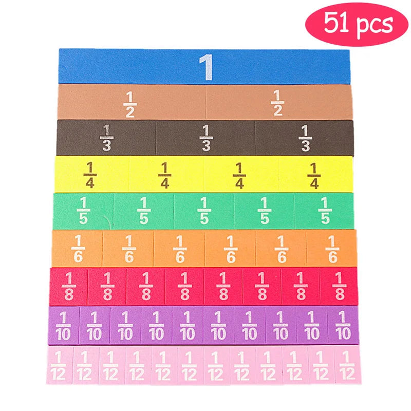 51Pcs Fractions Set – Shapes & Colours for Interactive Maths Learning