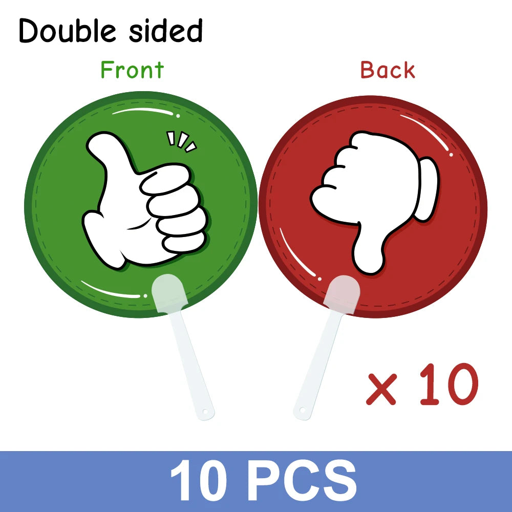10Pcs Yes No / True False / Thumbs Up Down Paddles