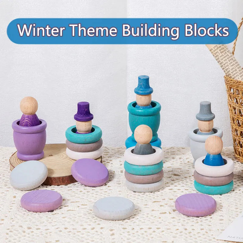 Four Seasons Building People Stackable Game – Wooden Coordination Puzzle for Ages 3–6 | Brozebra
