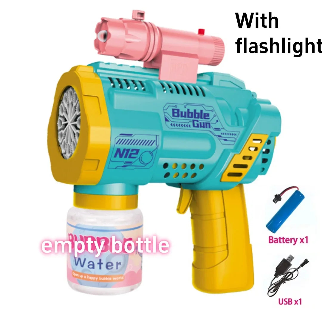 Automatic Bubble Machine Gun Toy With LED Flashlight