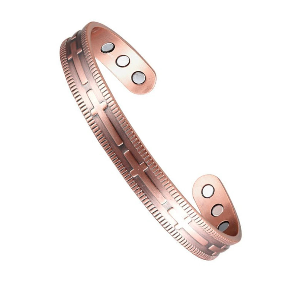Close-up of adjustable magnetic cuff made from zinc alloy for everyday wearable comfort