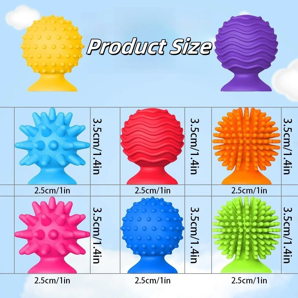 8 Piece Set of Silicone Soft Sensory Fidget Toys with Texture Suction Cups