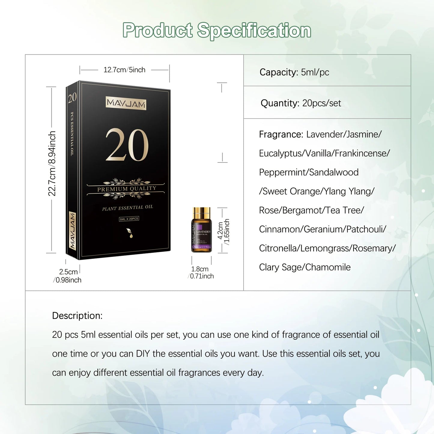 Pure Natural Essential Oils 20pcs Kit | Sensory Wellness for Neurodivergent-Friendly Environments