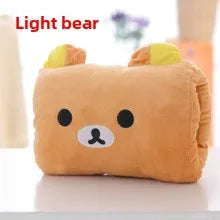 Cute bear-shaped pillow on a white surface with 'Light bear' branding.