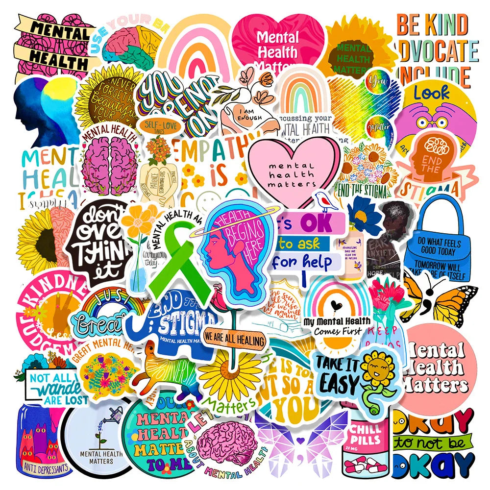 Mental Health Awareness Stickers (50pcs) – Empowering Visual Toolkit for Neurodivergent Expression