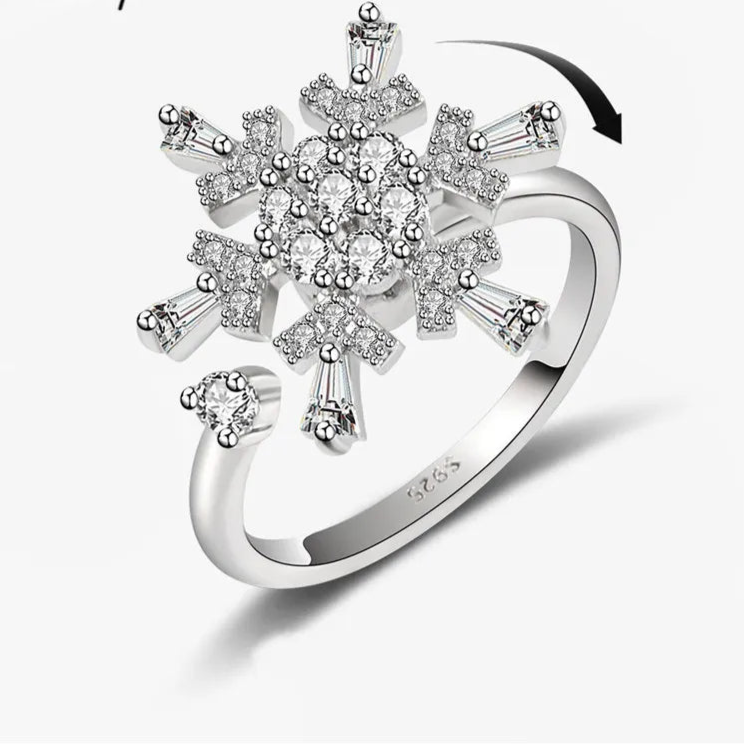 Silver Snowflake Ring Fidget Spinner