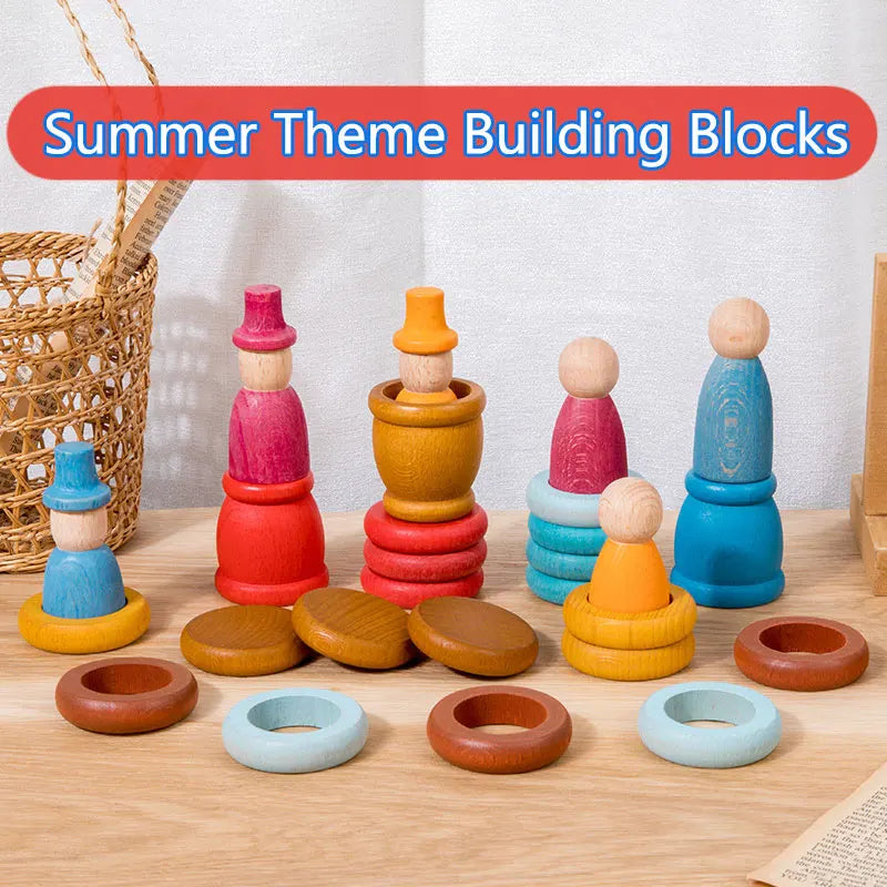 Four Seasons Building People Stackable Game – Wooden Coordination Puzzle for Ages 3–6 | Brozebra