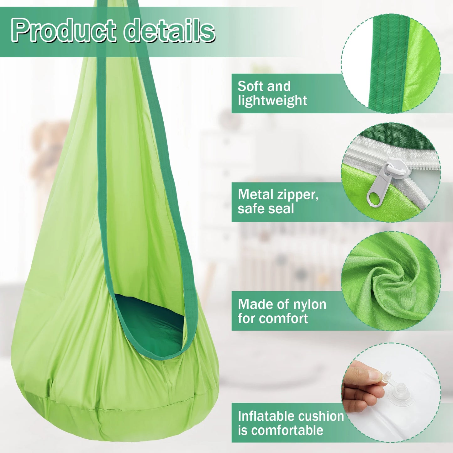 Kids Nylon Pod Swing with Inflatable Cushion