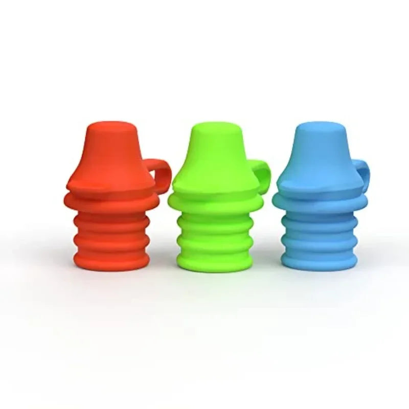 Close-up of spill-resistant drinking adapter fitted to bottle