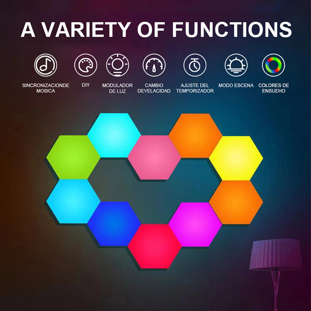 RGB Hexagon LED Wall Light- App-Controlled Visual Display for Neurodivergent-Friendly Spaces