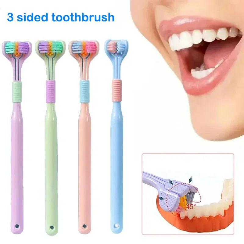 Adult 3-Sided Toothbrush – Ultra-Fine Bristles for Thorough, Gentle Oral Care