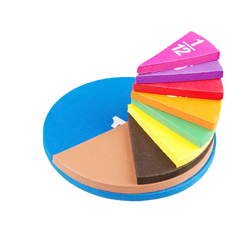 Fraction circles in assorted colours for visual maths learning