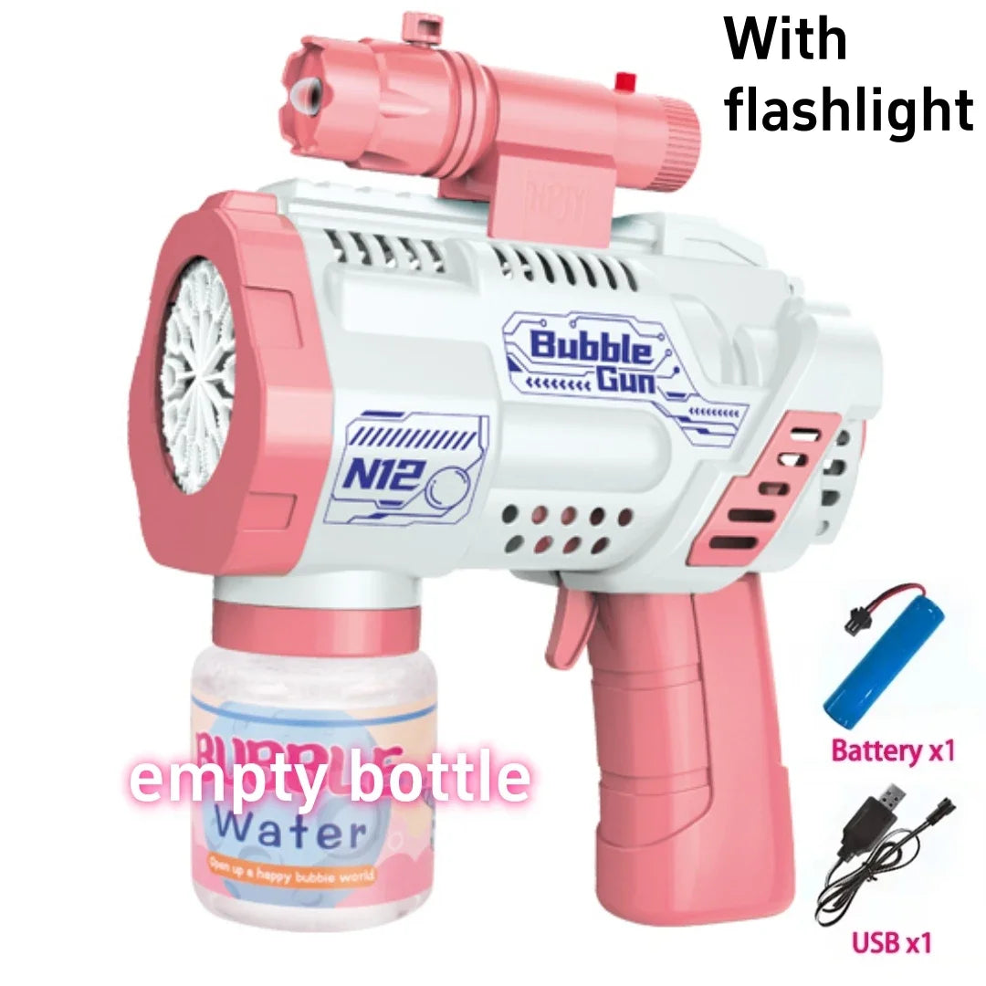 Automatic Bubble Machine Gun Toy With LED Flashlight