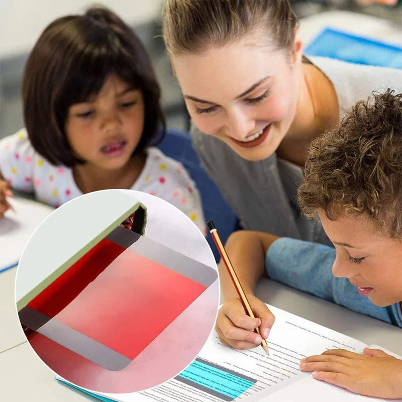 Visual tracking strip helping reduce visual clutter in books
