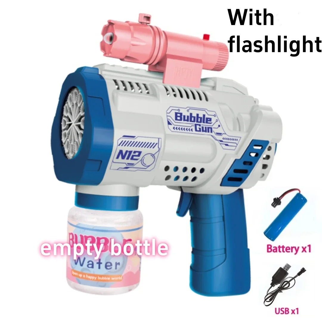 Automatic Bubble Machine Gun Toy With LED Flashlight