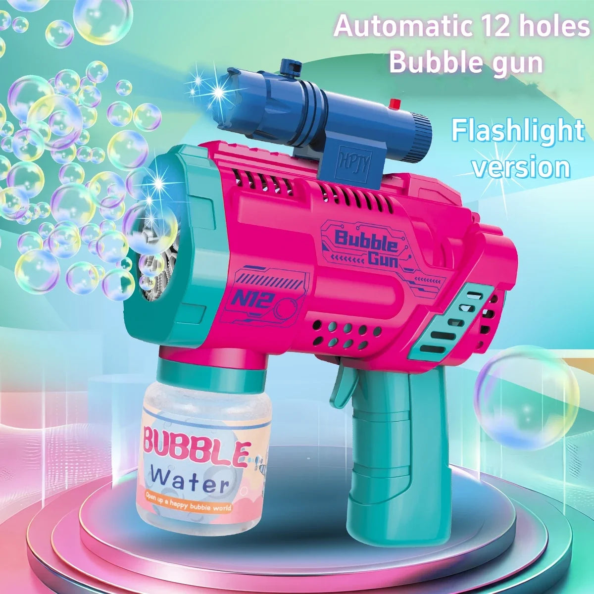 Automatic Bubble Machine Gun Toy With LED Flashlight